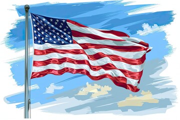 Obraz premium american flags on the front porch of an American home