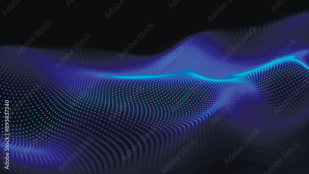 Poster abstract digital particle wave. technology background. futuristic dot wave. network connection struc