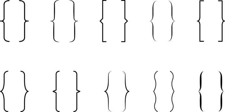 Braces or curly brackets icon. Curly braces, double symmetric brackets. Vector Typography symbols pair, frames for punctuation, maths, elements sign for text quote.