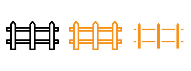 Plank fence icon flat editable icon mark set. 
