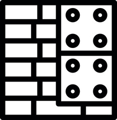 Line art icon of a server room showing data storage with hard drives