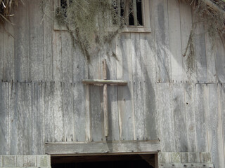 Old wooden church with a cross