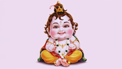 Fototapeta premium High resolution lord Krishna images illustration, laddu Gopal images for print.