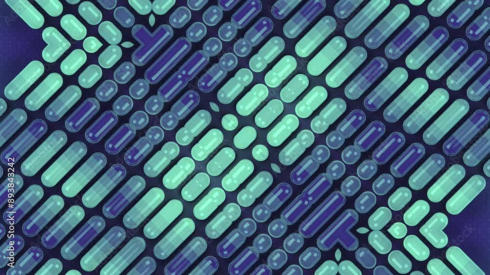 Poster Flowing pattern of simple geometric shapes. 3d rendering loop animation 4K