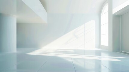Fototapeta premium Empty bright spacious room with sun rays falling through the window