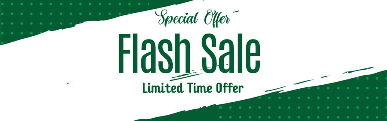 Naklejka premium Flash sale, Special offer. Limited time Offer banner, mega sale offer. banner design for social media and website. isolated on green theme background.