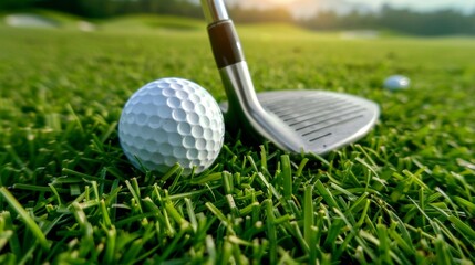 golf club and ball tee on grass field