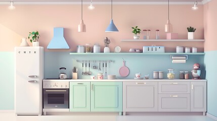 Pastel Kitchen with Modern Appliances
