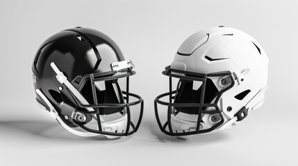 Fototapeta premium Black and White Football Helmets