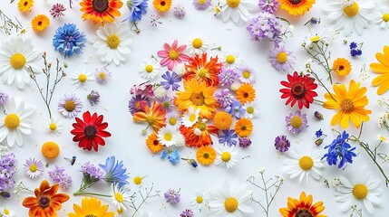 Obraz premium Colorful Summer Flower Bouquet on a White Background