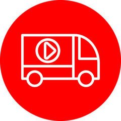 Van Vector Line White Circle Red