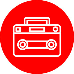 Tape recorder Vector Line White Circle Red