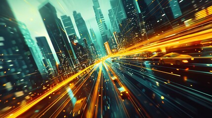 Fototapeta premium Cityscape of Lights and Speed