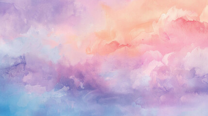 Soft watercolor background with gentle hues of lavender, peach, and sky blue, creating a dreamy and serene effect