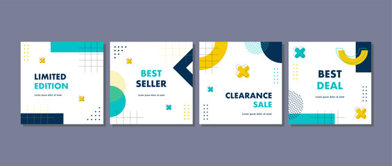 Sale square banner template for social media posts, mobile apps, banners design, web or internet ads. Trendy abstract square template with geometric concept.