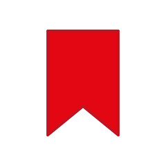 Red bookmark icon. Simple ribbon shape. Bright red vector. Bookmark symbol design.
