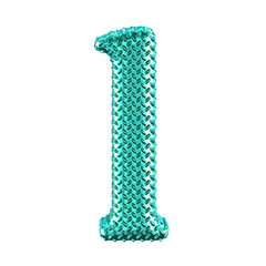 Turquoise ribbed symbol. letter l