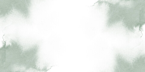 Watercolor background, soft green color. Illustration of a blurred spot of paints. Abstract art for banner, greeting card, label, wedding invitation, posters. Horizontal painted template