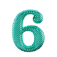 Turquoise ribbed symbol. number 6