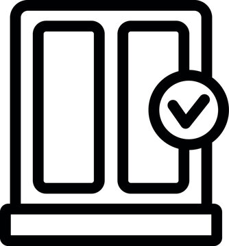 recommend clip art: Simple icon of a turnstile gate entrance with a check mark, indicating approval for access