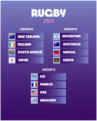 Rugby Men Groups Games Sport 2024 Abstract Design Teams Countries Symbol Logo Vector Illustration