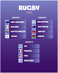Rugby Men Groups Games Sport 2024 Abstract Design Teams Countries Symbol Logo Vector Illustration