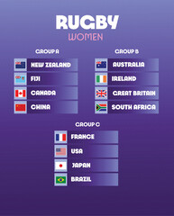 Rugby Women Groups Games Sport 2024 Abstract Design Teams Countries Symbol Logo Vector Illustration