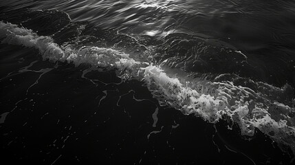 photo of black and white sea, bnw beach, monochrome photo of ocean