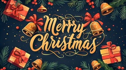 Merry Christmas Greeting with Festive Elements