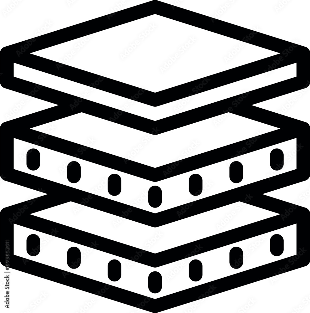 Poster line drawing representing layers of data, symbolizing data storage, processing, and organization