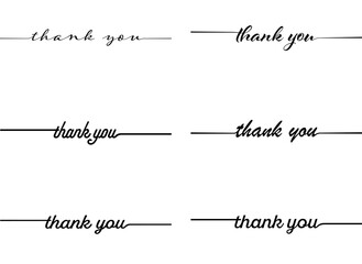 SET OF VECTOR THANK YOU hand drawn inscription with lines