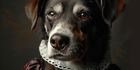 Dog portrait in medieval outfit