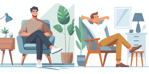 vector set of people relaxing in chairs