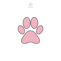 Pet Paw Print icon symbol vector illustration isolated on white background