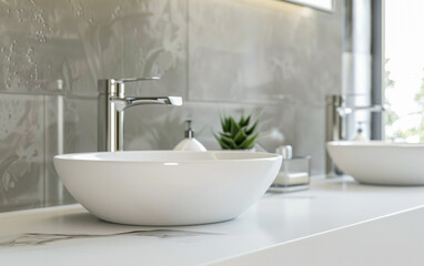 Fototapeta premium White sink in a bathroom washbasin
