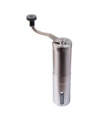 Metal coffee grinder isolated over white background