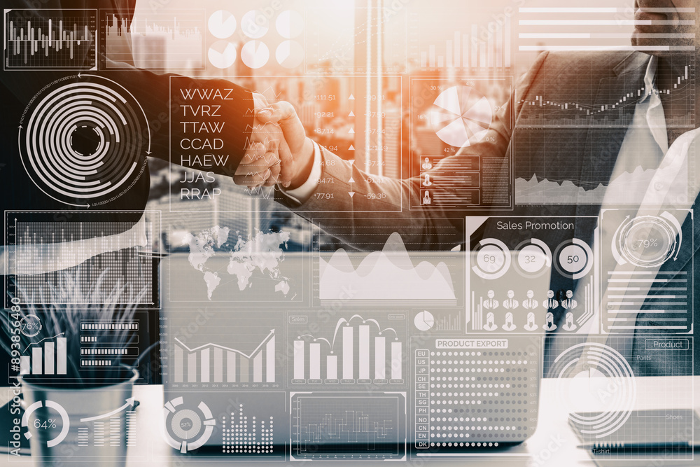 Aufkleber big data technology for business finance analytic concept. modern interface shows massive informatio