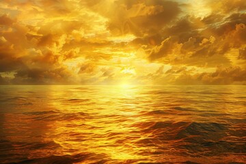 Obraz premium Golden Sunset Magic over Sea with Sky Background