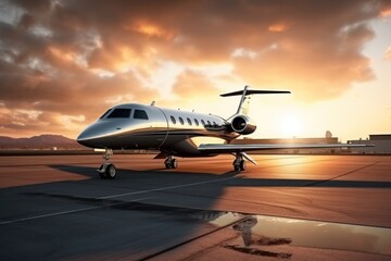 Private jet concept standing outside