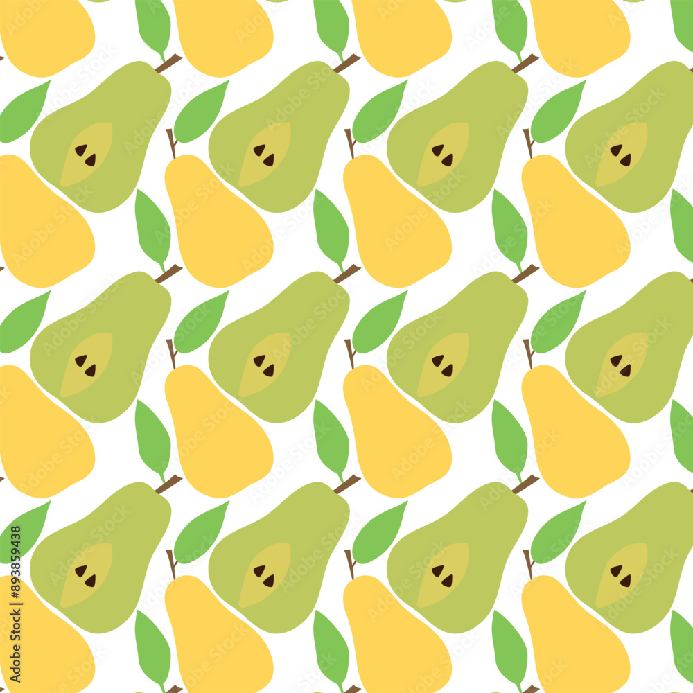 Poster seamless pattern of pears on isolated background