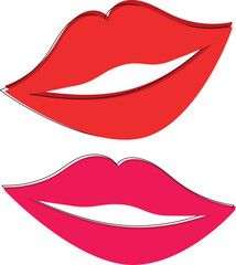 Slightly open mouth with red lips on isolated background