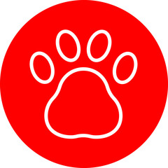 Pawprint Vector Line White Circle Red
