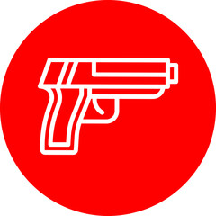 Gun Vector Line White Circle Red