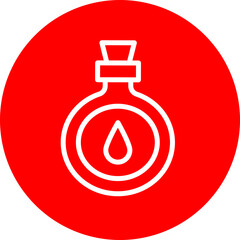 Water Flask Vector Line White Circle Red