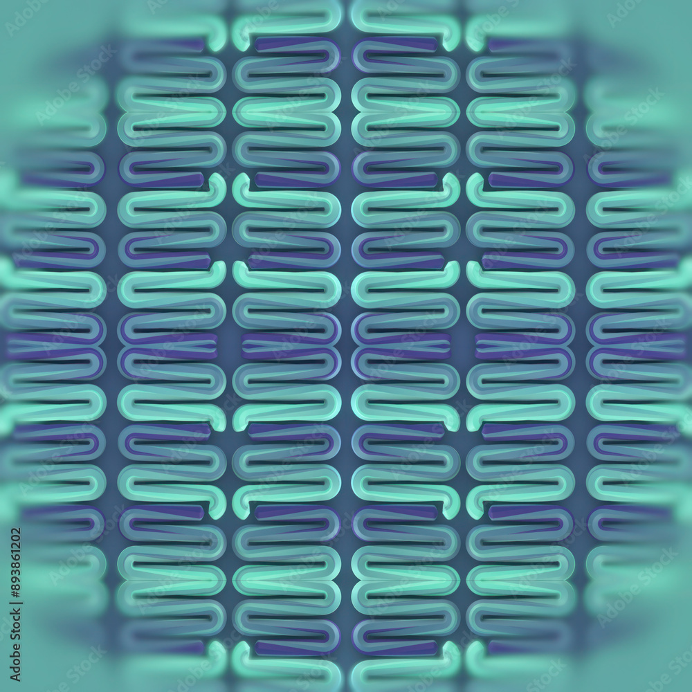 Poster colorful 3d rendering digital illustration with a symmetrical and repeating wave pattern