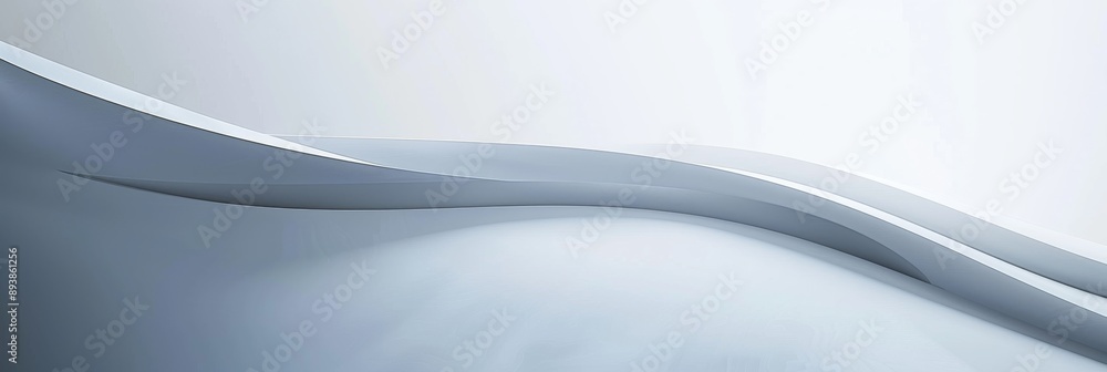 Poster a smooth, minimalist background with a soft grey gradient and a curved line. ample copy space on the