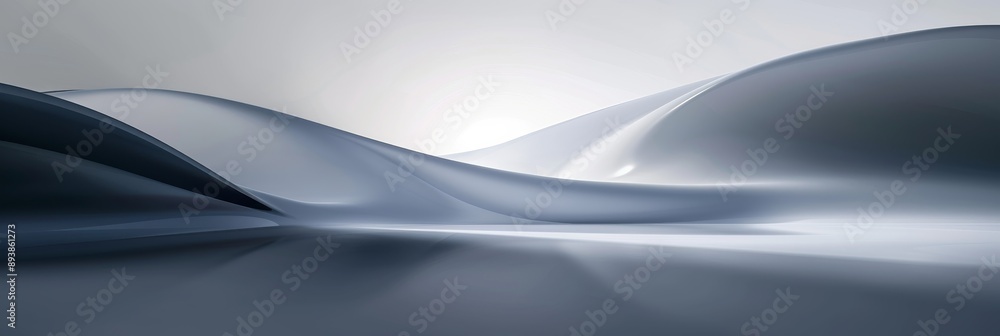 Poster a minimalist abstract background image featuring soft grey gradients and flowing curves. the image h