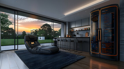 A futuristic home using Edge Computing to process and manage data locally for smart devices