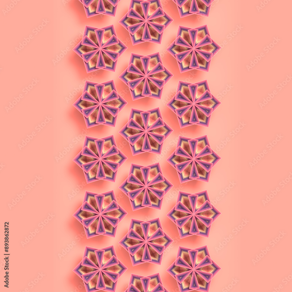 Poster Pattern of abstract colored geometric shapes. 3d rendering digital illustration