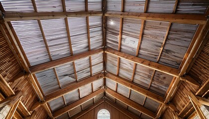 Interior structural design featuring vaulted roof with exposed rafters